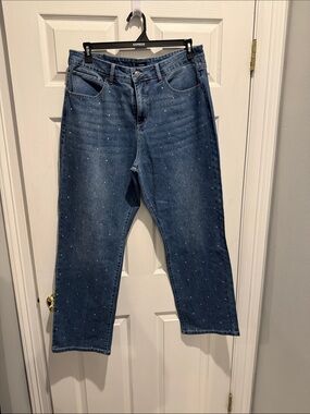 Express women’s Blue Denim Jeans with Subtle clear rhinestoneEmbellishment